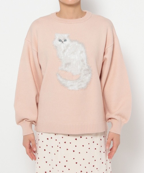 mysty woman(ミスティウーマン)の「【WEB限定】シャギーCATニットプルオーバー 282950(ニット/セーター・レディース・アイボリー/ライトピンク/チャコールグレー・FREE)」の18枚目の写真