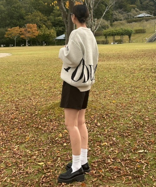 favclo.（ファブクロ）の「BIG LOGO KNIT / ビックロゴニット（ニット/セーター・レディース・アイボリー/ネイビー・FREE）」の10枚目の写真