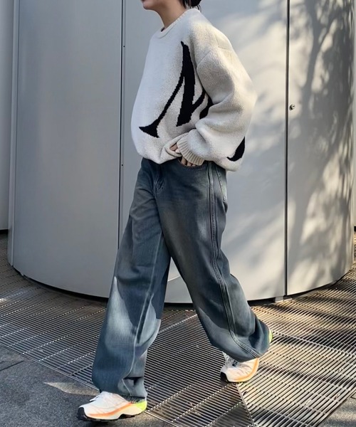 favclo.（ファブクロ）の「BIG LOGO KNIT / ビックロゴニット（ニット/セーター・レディース・アイボリー/ネイビー・FREE）」の13枚目の写真