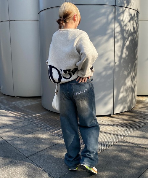 favclo.（ファブクロ）の「BIG LOGO KNIT / ビックロゴニット（ニット/セーター・レディース・アイボリー/ネイビー・FREE）」の16枚目の写真
