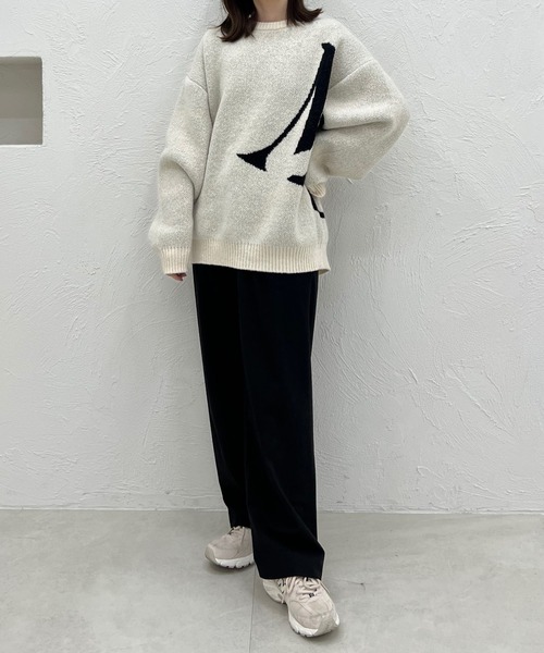 favclo.（ファブクロ）の「BIG LOGO KNIT / ビックロゴニット（ニット/セーター・レディース・アイボリー/ネイビー・FREE）」の8枚目の写真
