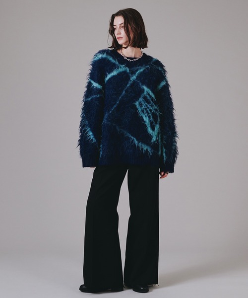 SELLE GLANT（セレグランテ）の「ABSTRACT WOOL MIX LINE SHAGGY KNIT/アブストラクトウールミックスラインシャギーニット（ニット/セーター・メンズ・グレー/ブルー・SMALL/MEDIUM/LARGE）」の10枚目の写真