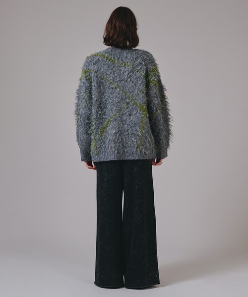 セール】ABSTRACT WOOL MIX LINE SHAGGY KNIT/アブストラクト