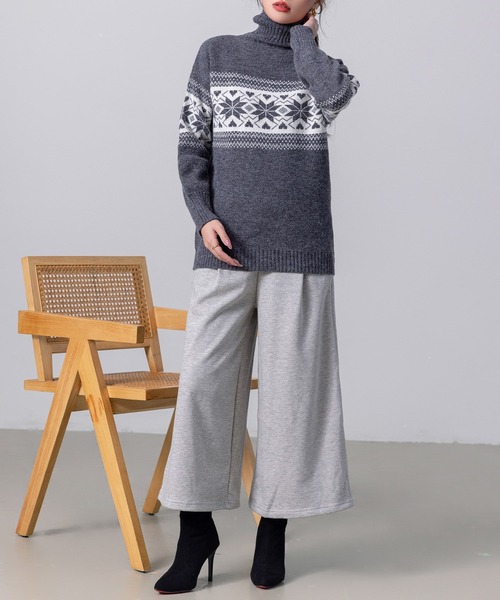 DAY CLOSET（デイ クローゼット）の「【クロップド丈/吸湿発熱/裏起毛/ストレッチ有/幅広ゴム】ノームコアシャギータックワイドパンツ レディース（スウェットパンツ・レディース・カーキ/ダークグレー/ブラック/グレー/ネイビー/ベージュ・M/L）」の10枚目の写真