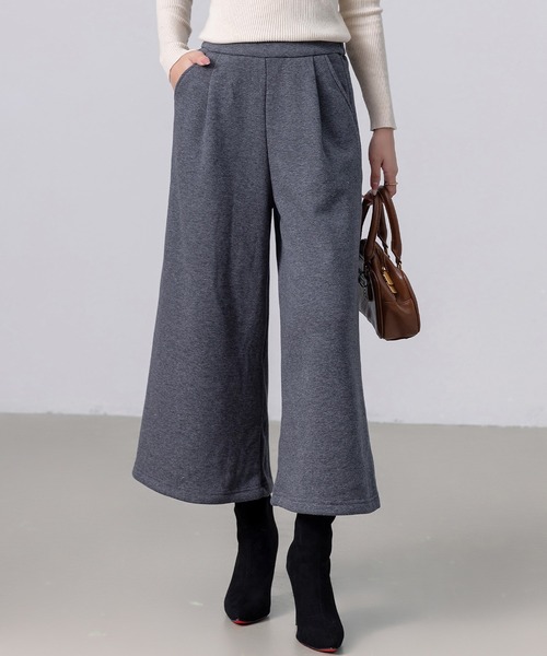 DAY CLOSET（デイ クローゼット）の「【クロップド丈/吸湿発熱/裏起毛/ストレッチ有/幅広ゴム】ノームコアシャギータックワイドパンツ レディース（スウェットパンツ・レディース・カーキ/ダークグレー/ブラック/グレー/ネイビー/ベージュ・M/L）」の13枚目の写真