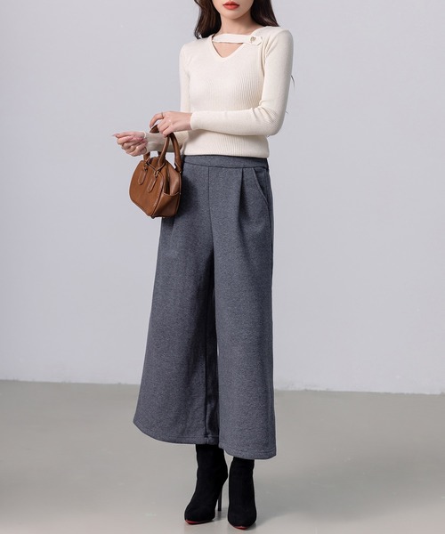 セール】【クロップド丈/吸湿発熱/裏起毛/ストレッチ有/幅広ゴム