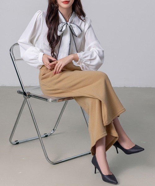 DAY CLOSET（デイ クローゼット）の「【クロップド丈/吸湿発熱/裏起毛/ストレッチ有/幅広ゴム】ノームコアシャギータックワイドパンツ レディース（スウェットパンツ・レディース・カーキ/ダークグレー/ブラック/グレー/ネイビー/ベージュ・M/L）」の22枚目の写真