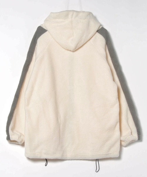 セール】袖ライン入りボアフリースフード付きジャケット（ブルゾン