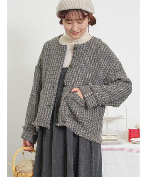 Samansa Mos2（サマンサ モスモス）の「クルーネックフリンジジャケット（ノーカラージャケット・レディース・グレー/ベージュ/ブラック・F）」の21枚目の写真