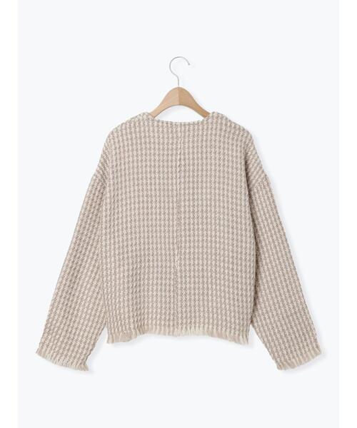 Samansa Mos2（サマンサ モスモス）の「クルーネックフリンジジャケット（ノーカラージャケット・レディース・グレー/ベージュ/ブラック・F）」の6枚目の写真