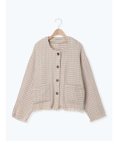 Samansa Mos2（サマンサ モスモス）の「クルーネックフリンジジャケット（ノーカラージャケット・レディース・グレー/ベージュ/ブラック・F）」の14枚目の写真