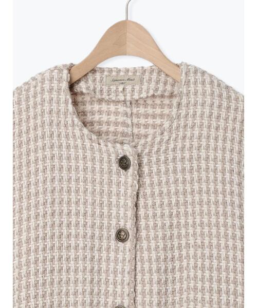 Samansa Mos2（サマンサ モスモス）の「クルーネックフリンジジャケット（ノーカラージャケット・レディース・グレー/ベージュ/ブラック・F）」の16枚目の写真