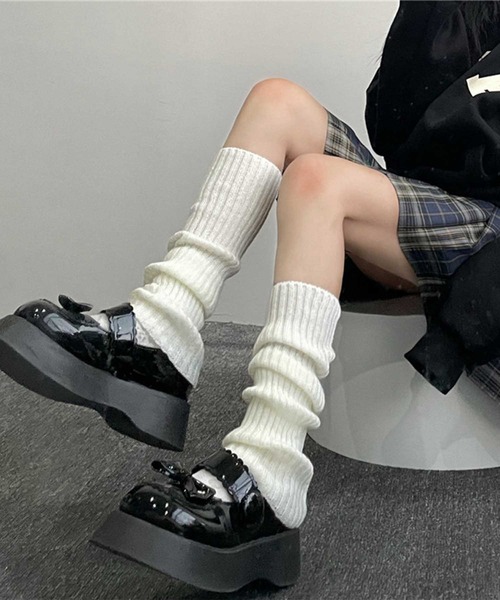 HOOK】for girls リブ編み無地レッグウォーマー（レッグウォーマー