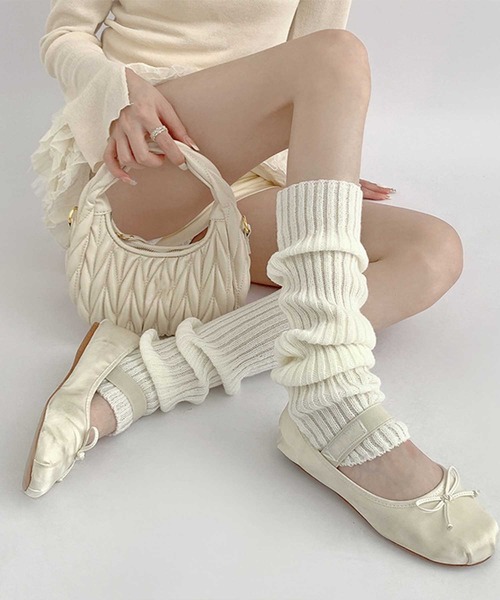 セール】【HOOK】for girls リブ編み無地レッグウォーマー (AW