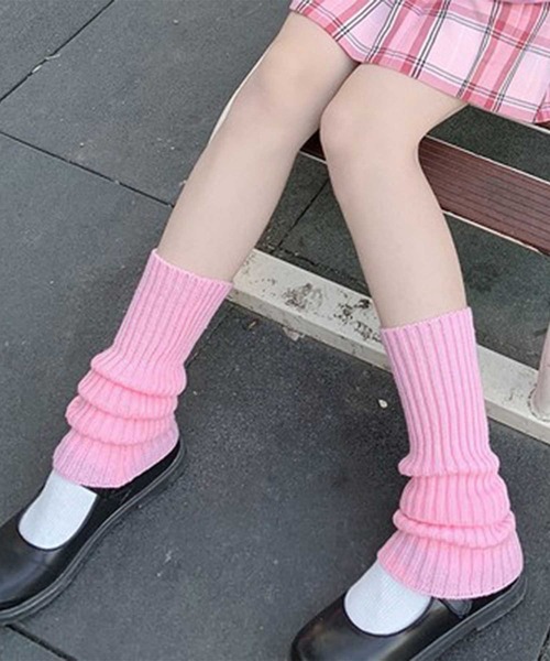 HOOK(フック)の「【HOOK】for girls リブ編み無地レッグウォーマー(レッグウォーマー・レディース・オフホワイト/ブラック/チョコ/ピンク/ライトグレー/ホワイト/レッド/グレー・FREE)」の7枚目の写真