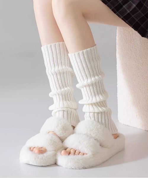 HOOK】for girls リブ編み無地レッグウォーマー（レッグウォーマー