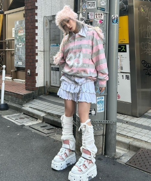 XU（エックスユー）の「【Never mind the XU】shaggy flap cat beanie / 【ネバーマインド ザ エックスユー】シャギーフラップ猫耳ニット帽子（ニットキャップ/ビーニー・レディース・ブラウン/チャコール/ピンク・ONE SIZE）」の20枚目の写真