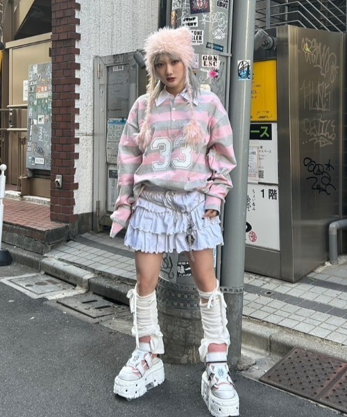 XU（エックスユー）の「【Never mind the XU】shaggy flap cat beanie / 【ネバーマインド ザ エックスユー】シャギーフラップ猫耳ニット帽子（ニットキャップ/ビーニー・レディース・ブラウン/チャコール/ピンク・ONE SIZE）」の19枚目の写真