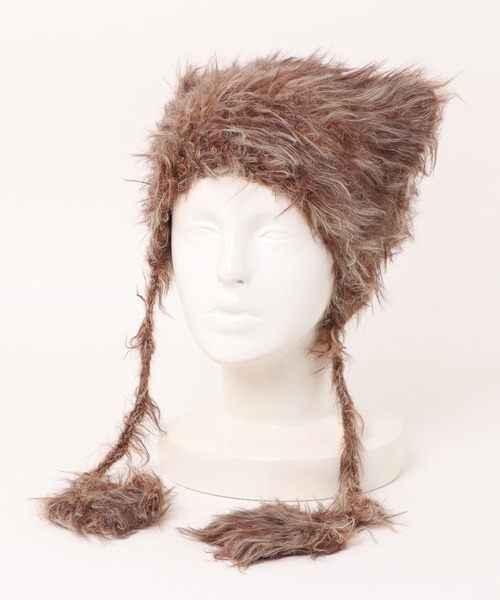 XU（エックスユー）の「【Never mind the XU】shaggy flap cat beanie / 【ネバーマインド ザ エックスユー】シャギーフラップ猫耳ニット帽子（ニットキャップ/ビーニー・レディース・ブラウン/チャコール/ピンク・ONE SIZE）」の13枚目の写真