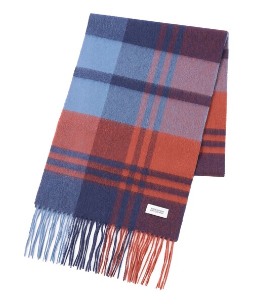 MACKINTOSH PHILOSOPHY（ﾏｯｷﾝﾄｯｼｭ ﾌｨﾛｿﾌｨｰ）の「ウール チェックマフラー（ストール/ショール・メンズ・オレンジ系その他5/ダークネイビー/グリーン系その他5・FREE）」の3枚目の写真