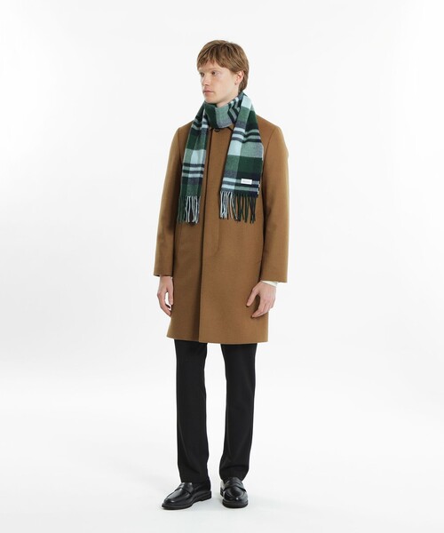 MACKINTOSH PHILOSOPHY（ﾏｯｷﾝﾄｯｼｭ ﾌｨﾛｿﾌｨｰ）の「ウール チェックマフラー（ストール/ショール・メンズ・オレンジ系その他5/ダークネイビー/グリーン系その他5・FREE）」の8枚目の写真