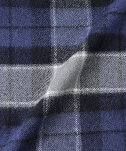 MACKINTOSH PHILOSOPHY（ﾏｯｷﾝﾄｯｼｭ ﾌｨﾛｿﾌｨｰ）の「ウール チェックマフラー（ストール/ショール・メンズ・オレンジ系その他5/ダークネイビー/グリーン系その他5・FREE）」の6枚目の写真