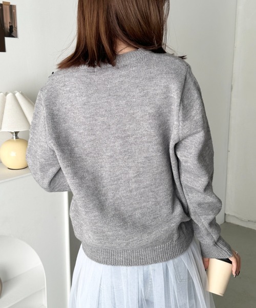 セール】ランダムハートクルーネックニットトップス（ニット/セーター