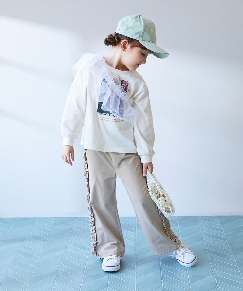 新品★タグ付き★メゾピアノ★パンツ　90★サスペンダー★フリル　パンツ★ ピンタック ベロアパンツ（52-52PE75-203）｜おにぎり（ONIGIRI