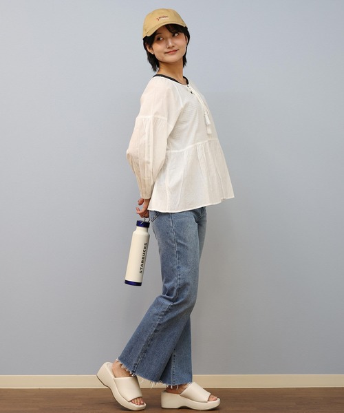 ムラサキスポーツ(ムラサキスポーツ)の「RIKKA FEMME/リッカファム 半袖シャツ/ブラウス RF25SS19(シャツ/ブラウス・レディース・サックスブルー/ホワイト/ブラック・FREE)」の8枚目の写真