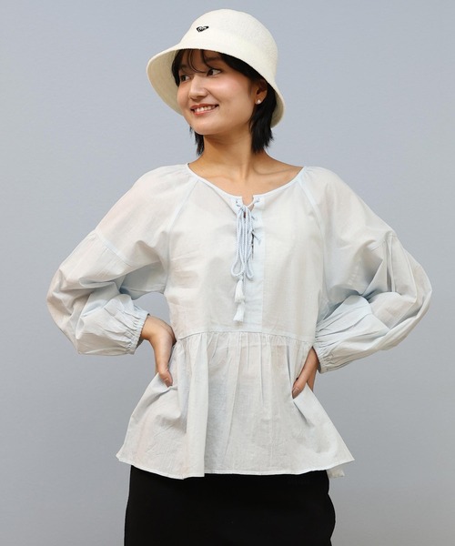 ムラサキスポーツ(ムラサキスポーツ)の「RIKKA FEMME/リッカファム 半袖シャツ/ブラウス RF25SS19(シャツ/ブラウス・レディース・サックスブルー/ホワイト/ブラック・FREE)」の16枚目の写真