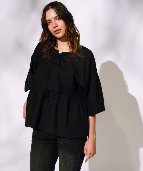 ムラサキスポーツ(ムラサキスポーツ)の「RIKKA FEMME/リッカファム 半袖シャツ/ブラウス RF25SS19(シャツ/ブラウス・レディース・サックスブルー/ホワイト/ブラック・FREE)」の15枚目の写真