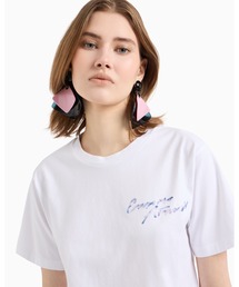 【エンポリオ アルマーニ】Tシャツ ジャージー マルチカラーロゴ刺繍