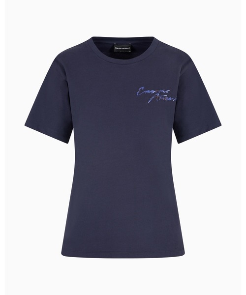 EMPORIO ARMANI（エンポリオアルマーニ）の「【エンポリオ アルマーニ】Tシャツ ジャージー マルチカラーロゴ刺繍（Tシャツ/カットソー・レディース・ホワイト/ネイビー・LARGE/MEDIUM/SMALL/X-SMALL）」の8枚目の写真