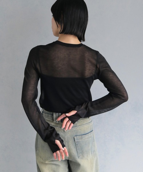 cheriella（シェリエラ）の「【cheriella】フィンガーホールシアークルーネックニット FINGER HOLE SHEER CREW NECK KNIT（ニット/セーター・レディース・ブラック/ミント/レッド/ホワイト/ブルー・M）」の21枚目の写真