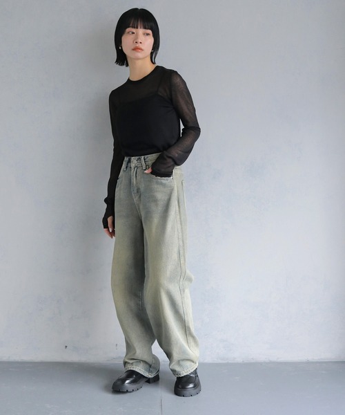 cheriella（シェリエラ）の「【cheriella】フィンガーホールシアークルーネックニット FINGER HOLE SHEER CREW NECK KNIT（ニット/セーター・レディース・ブラック/ミント/レッド/ホワイト/ブルー・M）」の22枚目の写真
