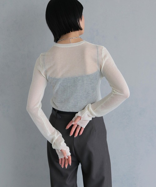 cheriella（シェリエラ）の「【cheriella】フィンガーホールシアークルーネックニット FINGER HOLE SHEER CREW NECK KNIT（ニット/セーター・レディース・ブラック/ミント/レッド/ホワイト/ブルー・M）」の12枚目の写真