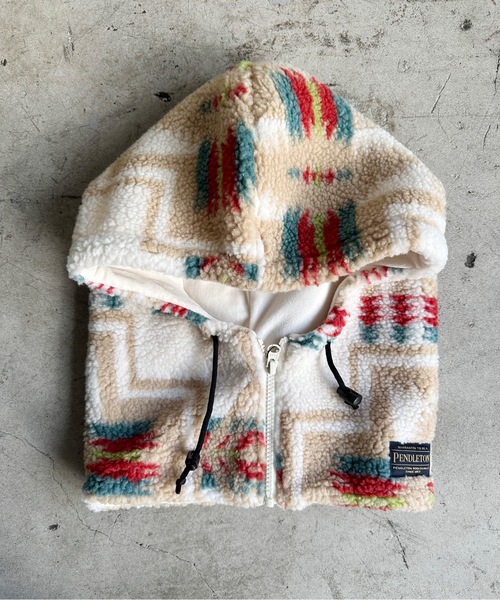 PENDLETON（ペンドルトン）の「ST:PENDLETON ペンドルトンBOA ZIP BALACLAVA ボアジップバラクラバ（ネックウォーマー/スヌード・レディース・ブラウン/ブラック/オフホワイト・FREE）」の2枚目の写真