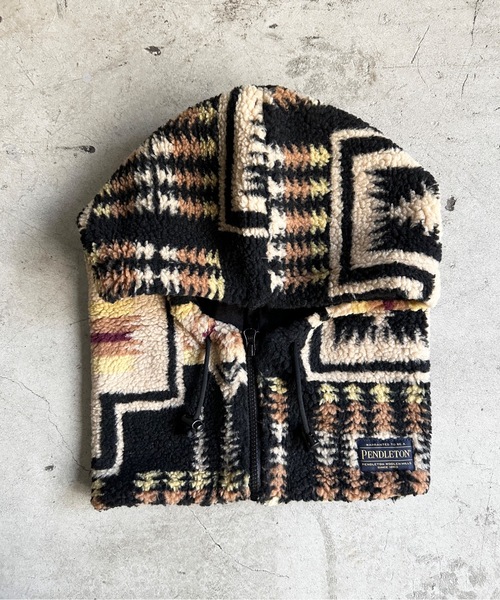 PENDLETON（ペンドルトン）の「ST:PENDLETON ペンドルトンBOA ZIP BALACLAVA ボアジップバラクラバ（ネックウォーマー/スヌード・レディース・ブラウン/ブラック/オフホワイト・FREE）」の3枚目の写真