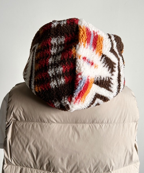 PENDLETON（ペンドルトン）の「ST:PENDLETON ペンドルトンBOA ZIP BALACLAVA ボアジップバラクラバ（ネックウォーマー/スヌード・レディース・ブラウン/ブラック/オフホワイト・FREE）」の8枚目の写真