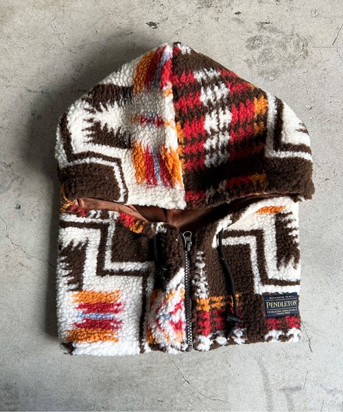 PENDLETON（ペンドルトン）の「ST:PENDLETON ペンドルトンBOA ZIP BALACLAVA ボアジップバラクラバ（ネックウォーマー/スヌード・レディース・ブラウン/ブラック/オフホワイト・FREE）」の9枚目の写真