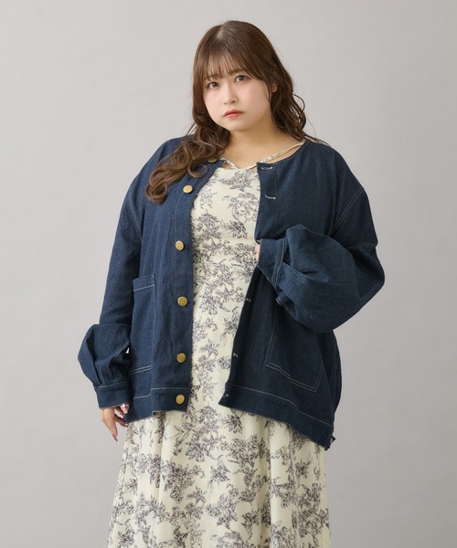 太*郎様 Louiosy ルオシー つけ襟+ノーカラーデニムジャケット Louiosy ジャケット ノーカラージャケット 「大きいサイズ」つけ