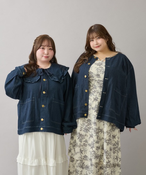 太*郎様 Louiosy ルオシー つけ襟+ノーカラーデニムジャケット 大きいサイズ】つけ襟+ノーカラーデニムジャケット（ノーカラー