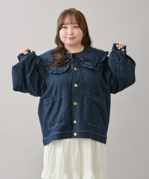 太*郎様 Louiosy ルオシー つけ襟+ノーカラーデニムジャケット 大きいサイズ】つけ襟+ノーカラーデニムジャケット（ノーカラー