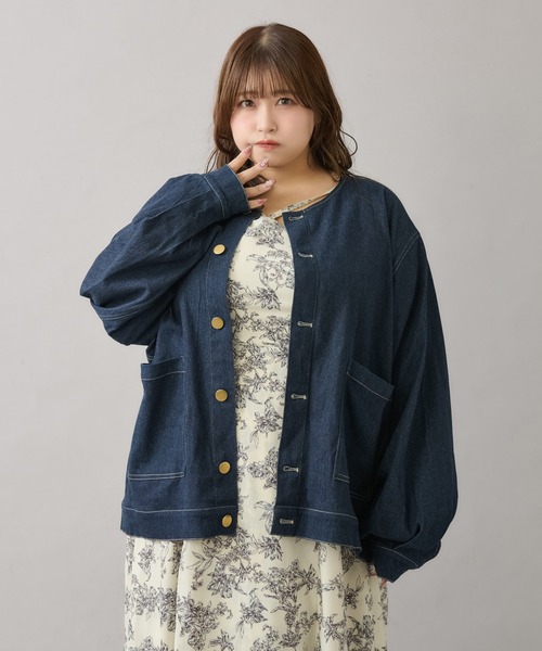 タグ付き エルマンノシェルヴィーノ(42)ジャケット/ノーカラー/デニム タグ付き エルマンノシェルヴィーノ(42)ジャケット/ノーカラー