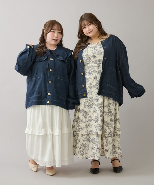 太*郎様 Louiosy ルオシー つけ襟+ノーカラーデニムジャケット 大きいサイズ】つけ襟+ノーカラーデニムジャケット（ノーカラー