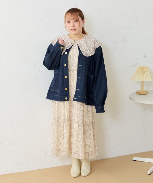 太*郎様 Louiosy ルオシー つけ襟+ノーカラーデニムジャケット 大きいサイズ】つけ襟+ノーカラーデニムジャケット（ノーカラー