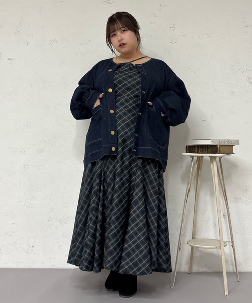 太*郎様 Louiosy ルオシー つけ襟+ノーカラーデニムジャケット 大きいサイズ】つけ襟+ノーカラーデニムジャケット（ノーカラー