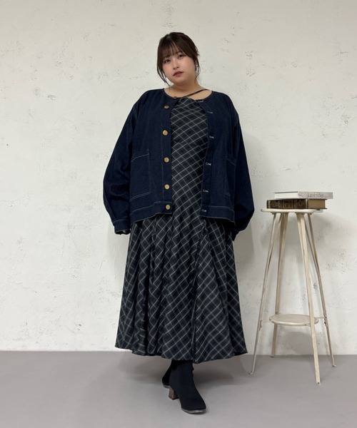 極美品✨エムズグレイシー 襟ファー リボン デニムジャケット 濃紺 大きいサイズ 秋冬物 デニムジャケット 裏ボア Gジャン ボアジャケット
