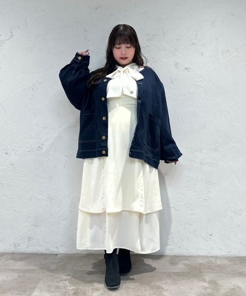 ZOZOWEEK OUTER FAIR】【大きいサイズ】つけ襟+ノーカラーデニム