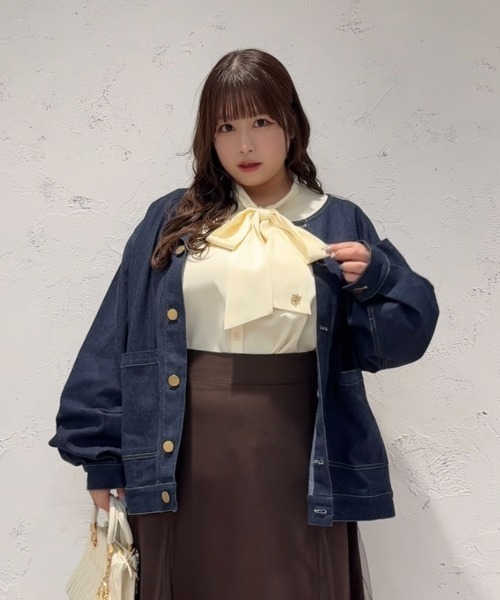 ZOZOWEEK OUTER FAIR】【大きいサイズ】つけ襟+ノーカラーデニム